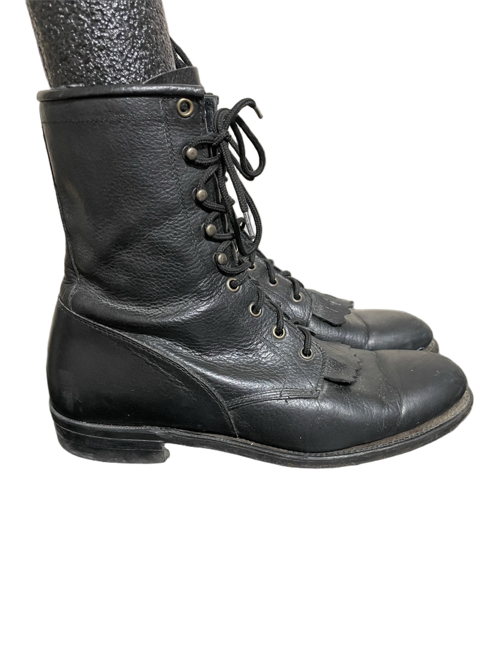 Boulet Black Lace-Up Leather Western Boots Size 9.5C